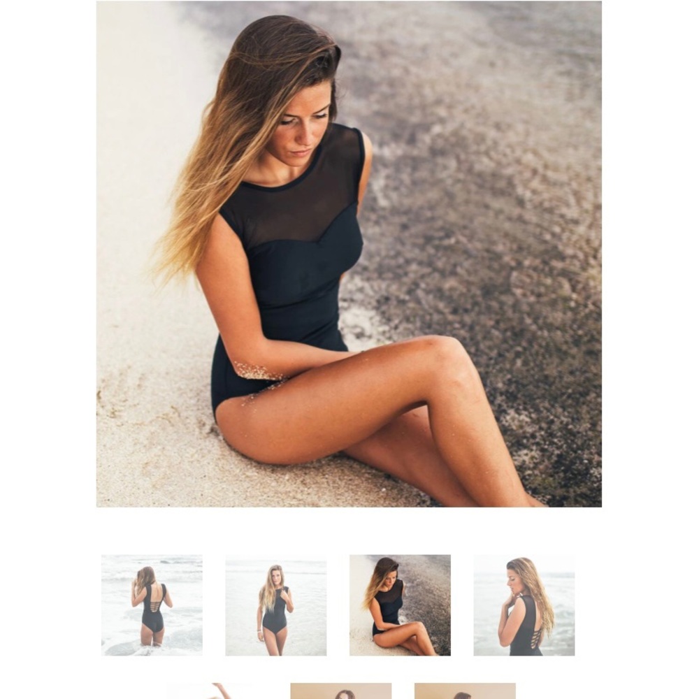 Albion Fit Black Mesh One Piece Swimsuit XL - NWT